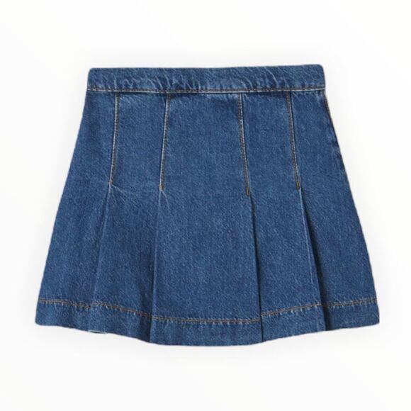 ZARA Kids | Blue | SNAPS BOX PLEAT DENIM SKIRT - Picture 2 of 5